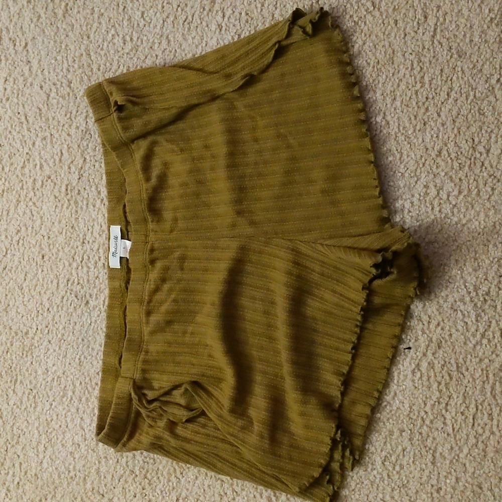 Madewell Olive Green Pull On Stretch Side Flap Shorts Size Large